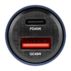 Купити Автомобільний зарядний пристрій Brevia ePower DualCharge 45W 1xUSB-C+1xUSB-A, прозорий синій