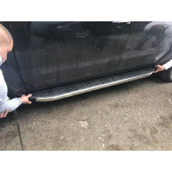 Купити Бокові пороги BlackLine (2 шт, алюміній) для Volkswagen Amarok 2010-2022 рр