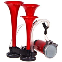 Купить Сигнал повітряний CA-10730/Еlephant/3-дудки пластик,червоний 12V/165мм,200мм,215мм