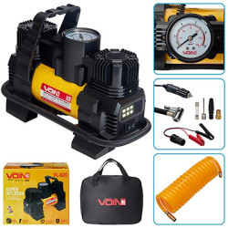 Купити Компресор автомобільний "VOIN" VL-620 150psi/15A/85л/прикур./лiхтар/перехідник на клеми/2 циліндра