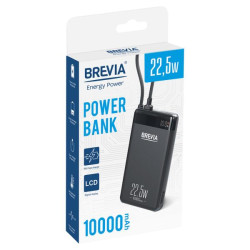 Купити Повербанк (Power Bank) Brevia ePower 10000mAh 22,5W SuperSlim LCD чорний металік + кабель
