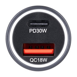 Купити Автомобільний зарядний пристрій Brevia ePower Dual Grip Metal LED 48W 1xUSB-C+1xUSB-A