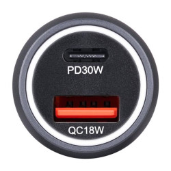 Купити Автомобільний зарядний пристрій Brevia ePower Dual Style Metal LED 48W 1xUSB-C+1xUSB-A