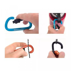 Купити Карабін алюмінієвий с муфтою  Naturehike D-type 80 мм NH15A008-D блакитний