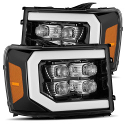 Buy Front headlights GMC Sierra 2007-2013 LED NOVA series carbohy-black Alpharex Axhl-GS07-PPTS-LB-A