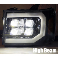 Buy Front headlights GMC Sierra 2007-2013 LED NOVA series carbohy-black Alpharex Axhl-GS07-PPTS-LB-A
