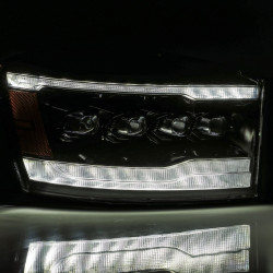Купить Передние фары Dodge Ram 1500 Classic 2006-2008 LED NOVA серия цвет Alpha-Black AlphaRex AHL-DR06-N-LB