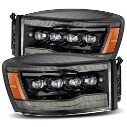 Купить Передние фары Dodge Ram 1500 Classic 2006-2008 LED NOVA серия цвет Alpha-Black AlphaRex AHL-DR06-N-LB