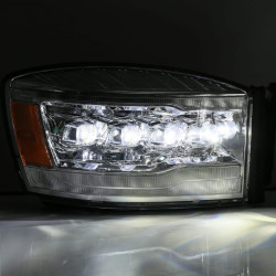 Купить Передние фары Dodge Ram 1500 Classic 2006-2008 LED NOVA серия хром AlphaRex AHL-DR06-N-C
