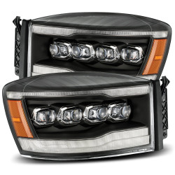 Купить Передние фары Dodge Ram 1500 Classic 2006-2008 LED NOVA серия черные AlphaRex AHL-DR06-N-B