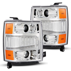 Купить Передние фары Chevrolet Silverado 1500 2014-2015 LED LUXX серия хром AlphaRex AHL-CL14-PL-SA-C
