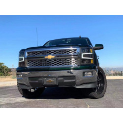 Купить Передние фары Chevrolet Silverado 1500 2014-2015 LED LUXX серия цвет Alpha-Black AlphaRex AHL-CL14-PL-SA-FLB