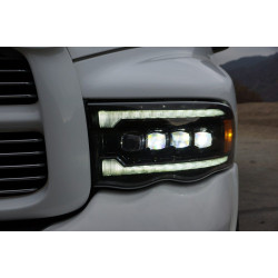 Купити Передні фари Dodge Ram 1500 Classic 2002-2005 LED NOVA серія колір Alpha-Black AlphaRex AHL-DR02-N-FLB