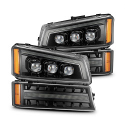 Buy Front headlights Chevrolet Silverado 2003-2006 LED NOVA ALPHA-BLACK AHL-CL03-N-FLB Series