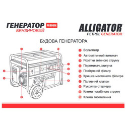 Buy Alligator generator gasoline 7.5kW (Nom 7.0kW) with electric starter