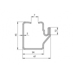 Купити Профіль для направляючої бокової штори з пазом для ущільнувача Цинк (1803660030)