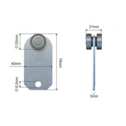 Купити Ролик бокової штори Ø22x21x78 KRONE Цинк Польща (1804322271)