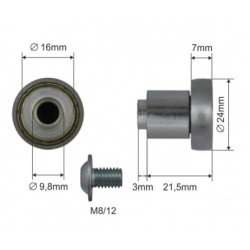 Купити Ролик зсувного даху Ø24x7x21,5 Alta Цинк (1804324305)