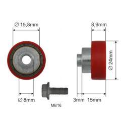 Купити Ролик зсувного даху Ø24x8,9x15 Цинк Польща (1804324282)