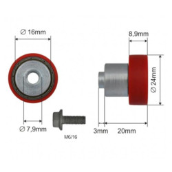 Купити Ролик зсувного даху Ø24x8,9x20 Цинк Польща (1805326044)