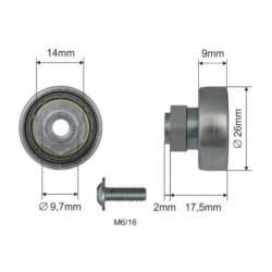 Купити Ролик зсувного даху Ø26x9x17,5 Цинк Versus Original Польща (1804326041)