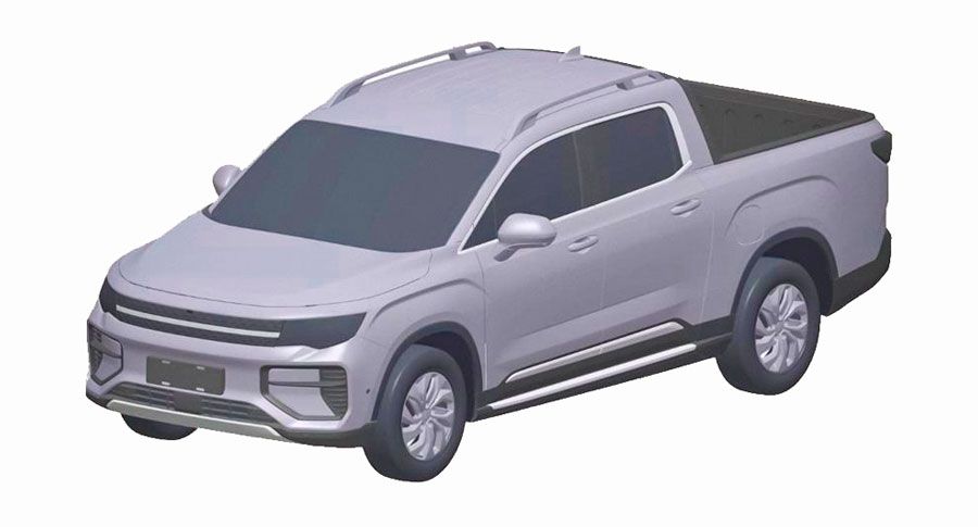 Патентное фото экстерьера пикапа Geely аксессуары купить цена