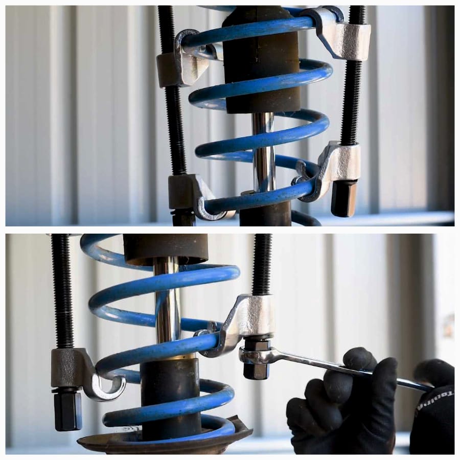 Процес стягування пружин з підтисканням стяжок купити пружини амортизатора в Україні ціна з доставкою