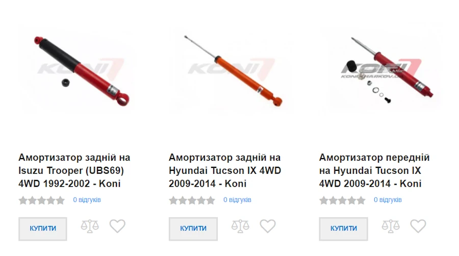 Амортизатори Koni в магазині Vnedorognik Купити підвіску Koni вигідно