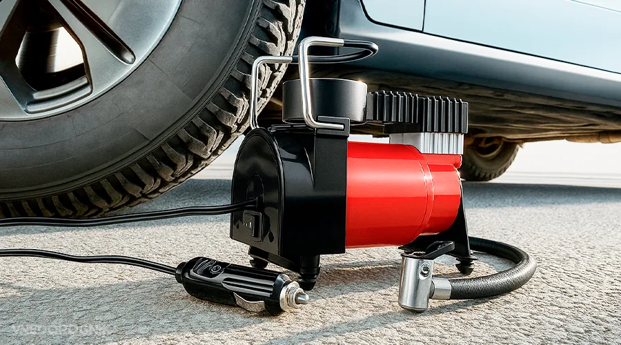High-performance automotive compressor for inflating large SUV tires.