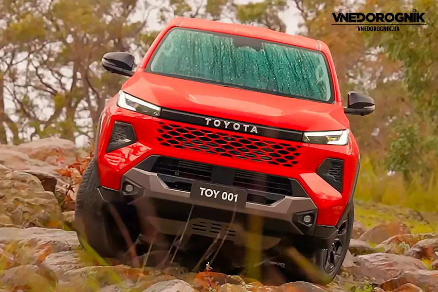 Передня частина нового Toyota Hilux 2026