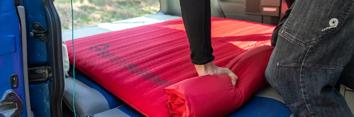 Camping mat with sleeping bag