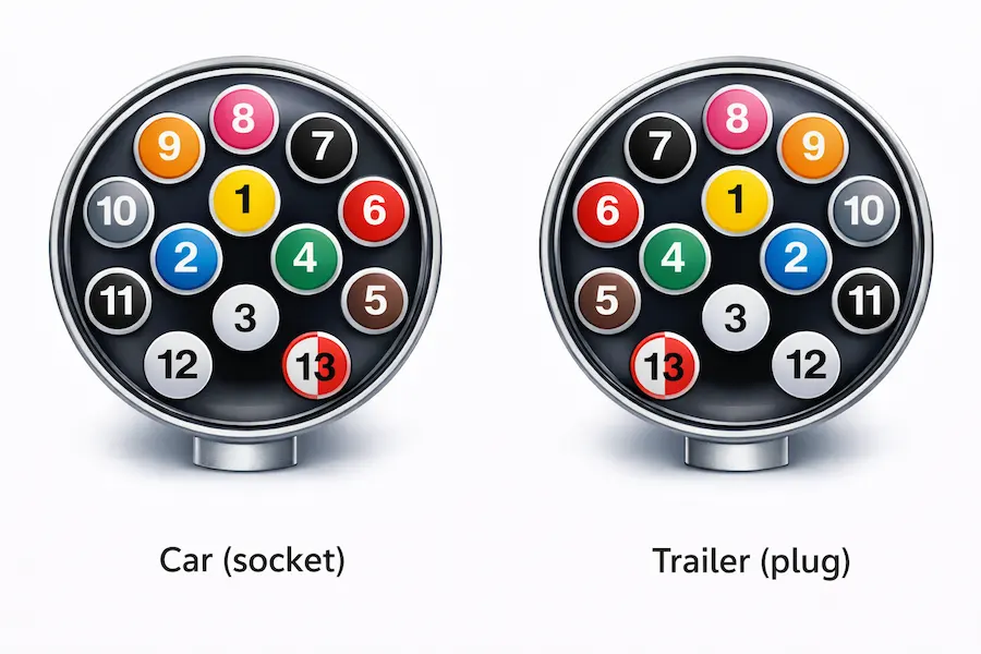 13-pin tow hitch socket wiring diagram